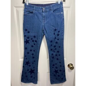 Stella McCartney Textured Scattered Star Denim Blue Flare Jean Y2k 27 / 4